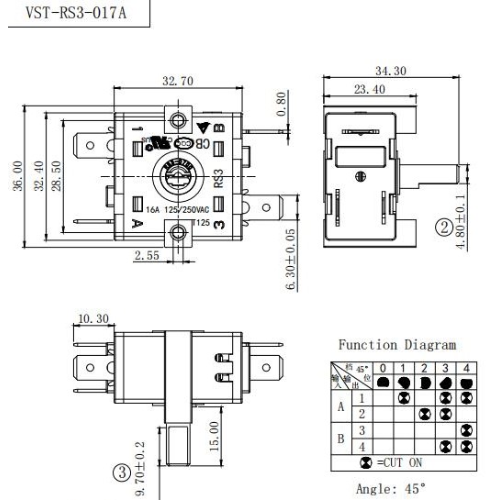 Перемикач VST-RS3-017А