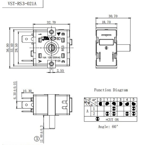Перемикач VST-RS3-021А
