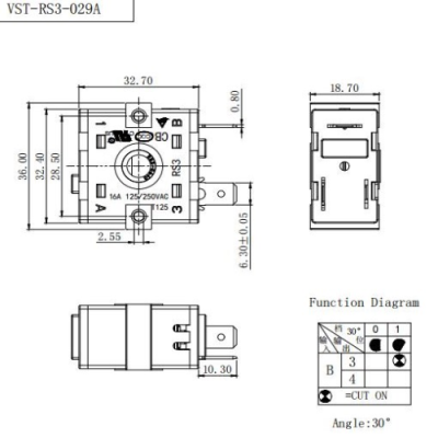 Перемикач VST-RS3-029А