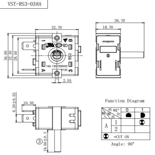 Перемикач VST-RS3-038А