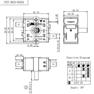 Перемикач VST-RS3-055А