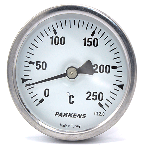 Термометр патронного типу  Pakkens 10 см діаметром 63 мм 250 °C для тандирів, мангалів, гриль, барбекю, помпейскої печі, печі для піцци, руської печі