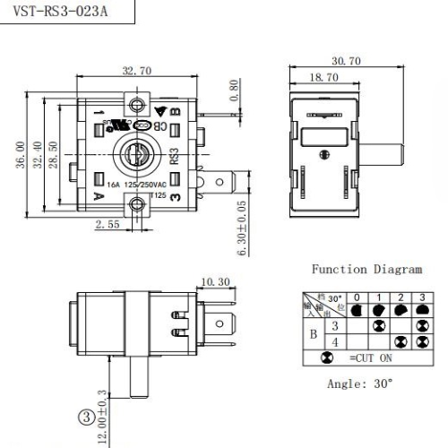 Перемикач VST-RS3-023А