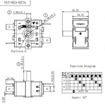 Перемикач VST-RS3-027А