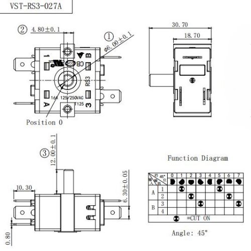 Переключатель VST-RS3-027А