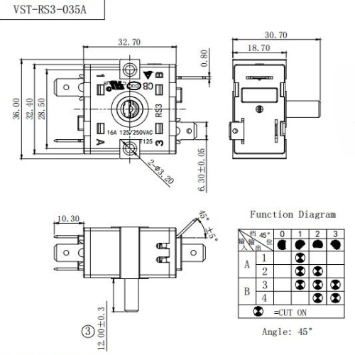 Переключатель VST-RS3-035А