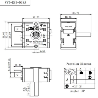 Перемикач VST-RS3-038А