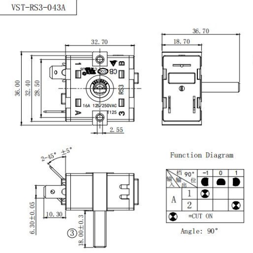 Перемикач VST-RS3-043А